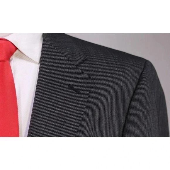 Hart Schaffner Marx Travelor Gray/Black Striped 2-Btn Luxury Wool Suit 42L - Picture 4 of 10